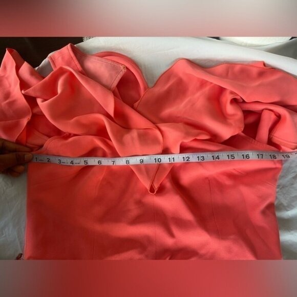 Trina Turk Women’s Coral Crepe Josephine Cold-Shoulder Ruffle Jumpsuit. … - Picture 9 of 14